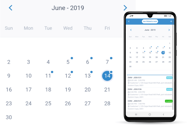 Mobile App Calendar - Sync with the Admin System