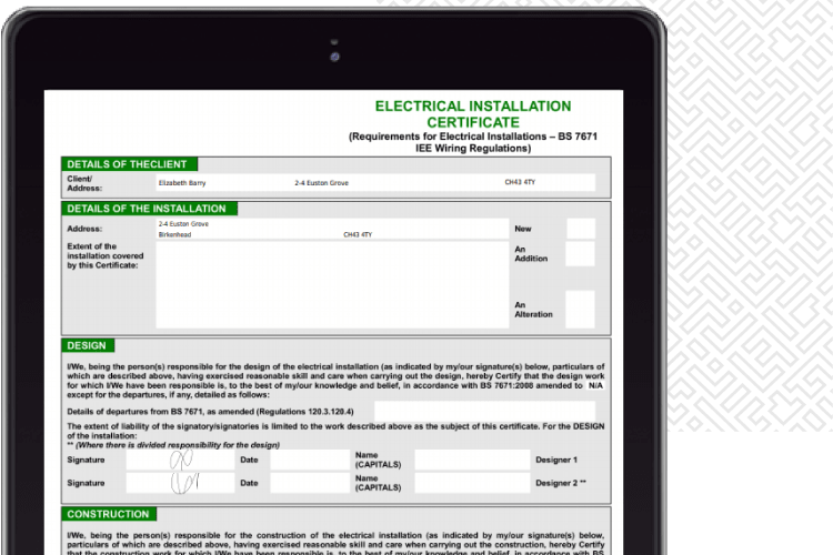 Complete your electrical certificates online with Eworks Manager's electrical engineering software