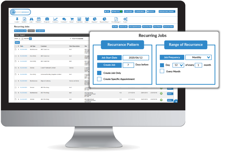 Recurring jobs - Set up your recurring work based on your service level agreements