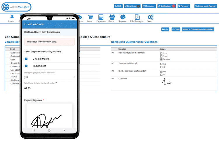 Field Service Questionnaire Customer Feedback
