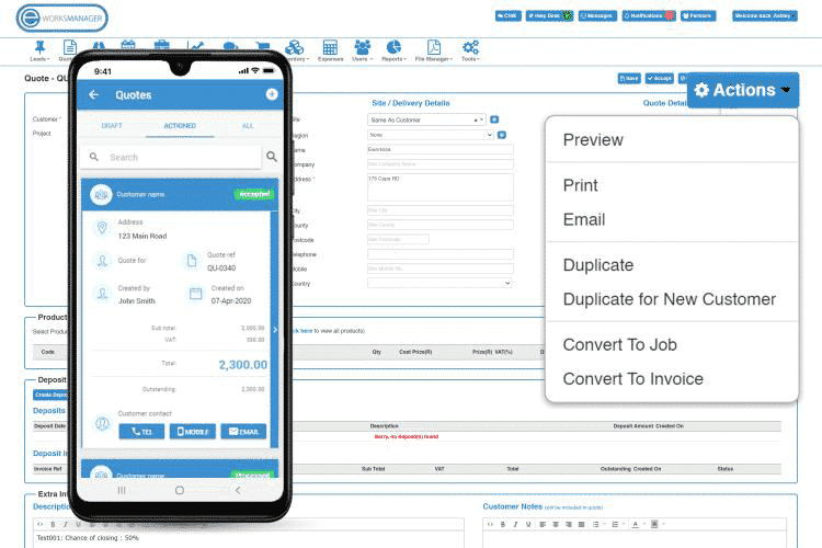 Task Management Software - Manage Quotes with Tasks attached